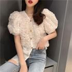Embroidered V-neck Lace Shirt