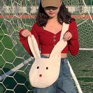 Fleece Ear Crossbody Bag Off White - One Size