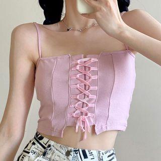 Spaghetti Strap Lace Up Top / Cardigan