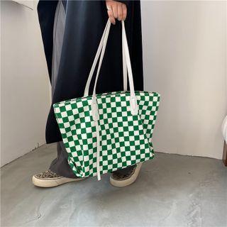 Checkerboard Print Tote Bag
