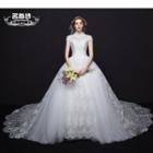 Short Sleeve Wedding Ball Gown With Train