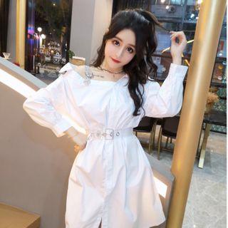 Rhinestone Detail Shirt Dress