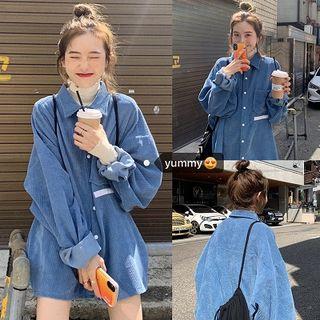 Corduroy Shirt Jacket / Long-sleeve Turtle-neck T-shirt
