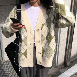 Argyle Cardigan / Wide Leg Pants
