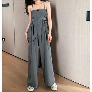 High-waist Sleeveless Jumpsuit Gray - One Size