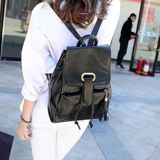 Faux Leather Tasseled Backpack