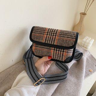 Patterned Strap Plaid Crossbody Bag