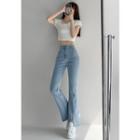 Slit-hem Slim-fit Boot-cut Jeans