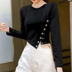 Asymmetric Slit Cropped T-shirt