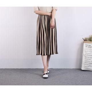 Striped Capri Wide-leg Chiffon Pants