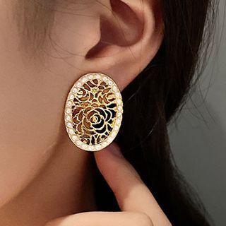 Faux Pearl Drop Earring 1 Pair - Stud Earring - Silver Needle - Gold - One Size