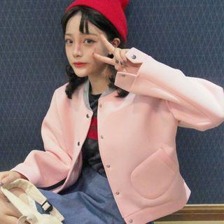 Contrast-trim Loose-fit Cropped Jacket