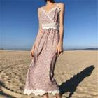 Spaghetti-srap Floral Print Maxi Dress