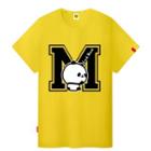 Couple Short-sleeve Cartoon Print Lettering Crewneck Slim T-shirt