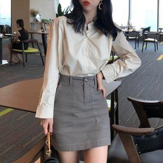 Plain Shirt/ Mini A-line Skirt