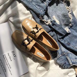 Faux-leather Chain Accent Loafers