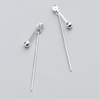925 Sterling Silver Bar Earring 1 Pair - Silver - One Size