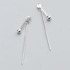 925 Sterling Silver Bar Earring 1 Pair - Silver - One Size