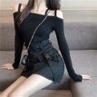 Long-sleeve T-shirt / Mini Cargo Skirt