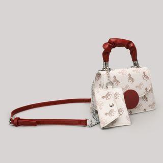 Top Handle Printed Crossbody Bag With Coin Purse