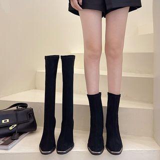 Block-heel Plain Boots (various Designs)