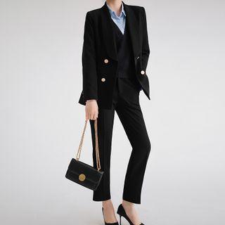 Double-breasted Blazer / Dress Pants / Long-sleeve Shirt