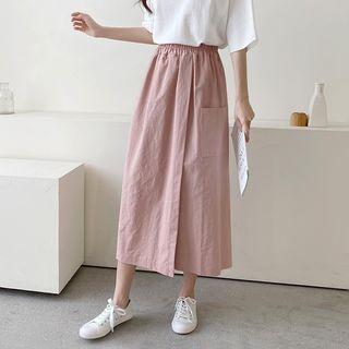 Patch-pocket Long Wrap Skort