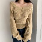 Square Neck Cable Knit Top