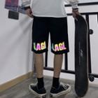 Reflective Lettering Print Straight-fit Shorts