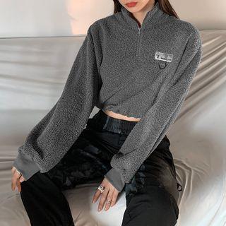 Half-zip Cropped Fleece Sweatshirt
