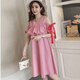 Cold-shoulder Striped Dress