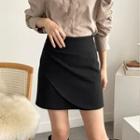 Shirred Mini Wrap Skirt