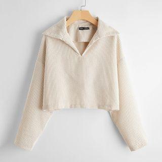 Long Sleeve Waffle Polo Shirt