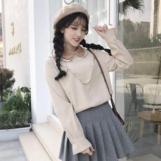 Collared Frill-trim Sweatshirt