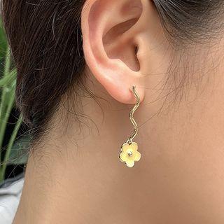 Glaze Flower Wavy Dangle Earring