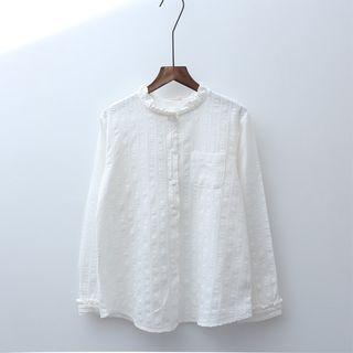 Frilled Collar Plain Blouse