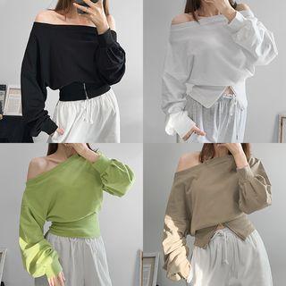 Boatneck Loose-fit Crop Sweatshirt