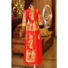 Embroidered Sequined Cheongsam Evening Gown