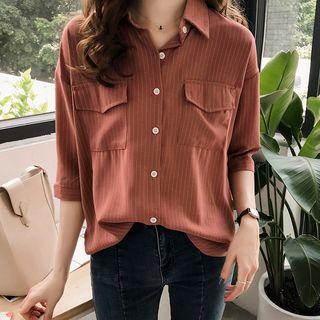 Pocket Elbow-sleeve Shirt