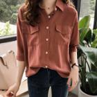 Pocket Elbow-sleeve Shirt