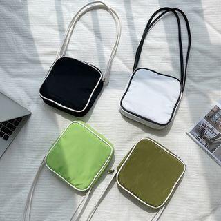 Contrast Trim Nylon Shoulder Bag