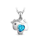 925 Sterling Silver Horse Pendant With Blue Austrian Element Crystal And Necklace