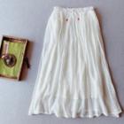 Drawstring Linen A-line Skirt