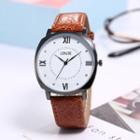 Faux Leather Roman Numeral Strap Watch