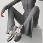 High-waist Split Knit Flare Pants