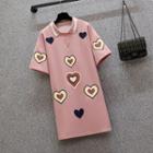 Heart Print Mini A-line Polo Dress