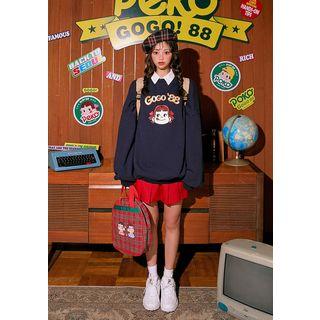 Peko Gogo88 Peko Zzang Embroidery Sweatshirt Navy Blue - One Size