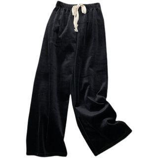 Drawstring Wide Leg Velour Pants