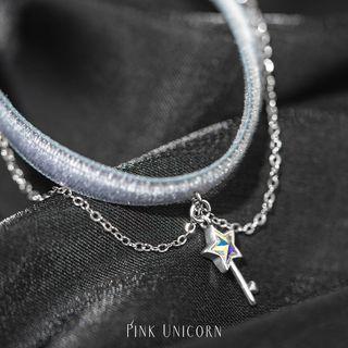 Alloy Star Key Pendant Choker Grayish Blue - One Size