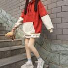 Color Block Hoodie / Pleated Skirt / Set